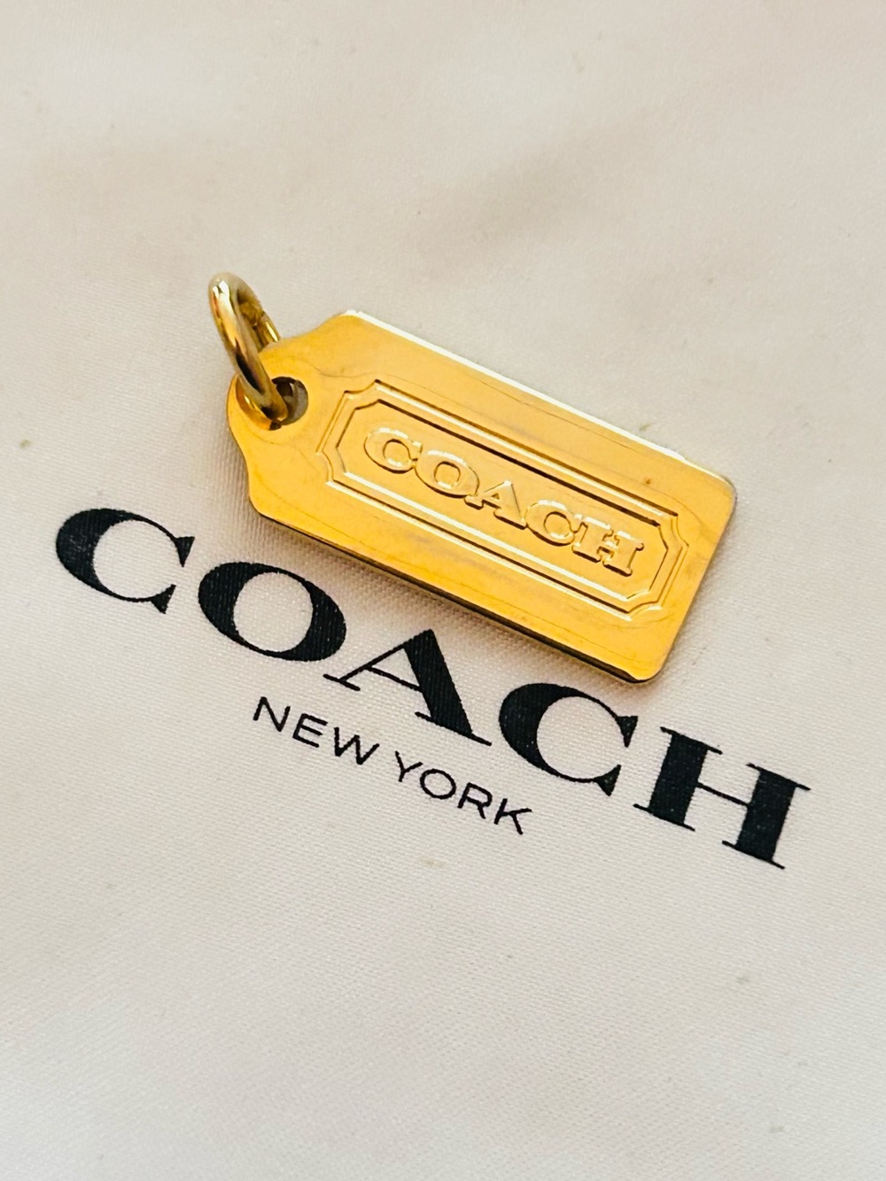 Coach Signature Gold Tag Bag Charm/ Keychain